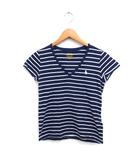ポロ ラルフローレン POLO RALPH LAUREN 国内正規品 ボーダー Tシャツ カットソー Vネック 半袖 コットン 綿 XS ネイビー 紺 /FT15