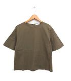 チェック柄 ブラウス 半袖 コットン 綿 カーキ /FT29