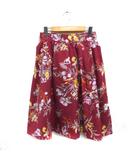 スナイデル SNIDEL フラワープリント タック フレアスカート ひざ丈 1 レッド 赤 /FT41