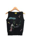 ホコモモラデシビラ Jocomomola de Sybilla ニット タンクトップ コットン 刺繍 40 ブラック 黒 /KT8