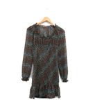 ビッキー VICKY ワンピース 長袖 ミニ 花柄 2 ブラウン 茶 /KT35