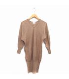 プラステ PLST コクーン ワンピース ニット ひざ丈 リブ Vネック ドルマンスリーブ 長袖 2 ベージュ /NT2