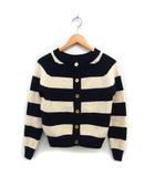 イエナ IENA ボーダー カーディガン ニット ウール リブ ラグランスリーブ クロップド 長袖 黒 ブラック /NT34