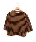 トラディショナルウェザーウェア Traditional Weatherwear ボーダー柄 Tシャツ カットソー 7分袖 ショルダーボタン コットン 綿 S キャメル 茶 /FT15