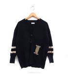 イエナ IENA カシミヤ混 カーディガン Vネック 袖ライン ワッペン コットン 綿 ブラック 黒 /FT16