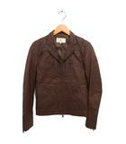 シップス SHIPS レザー ジャケット ライダース 羊革 ジップアップ 総裏地 M 茶 ブラウン /NT24