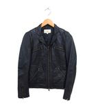 シップス SHIPS ライダースジャケット レザー 羊革 総裏地 ジップアップ M 黒 ブラック /NT25