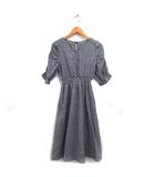 アズノウアズ as know as グレンチェック フレア シャツワンピース ハーフボタン リボン 五分袖 F グレー /NT22