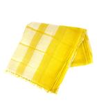 モアモン MOISMONT チェック ストール フリンジ コットン 綿 透け感 薄手 黄 イエロー /NT9