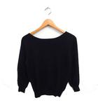 アプワイザーリッシェ Apuweiser-riche ボートネック ニット セーター 7分袖 パール装飾 無地 2 ブラック 黒 /FT49