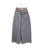 アプワイザーリッシェ Apuweiser-riche グレンチェック ワイド パンツ タック リボン ウール混 2 ブラック 黒 /FT6