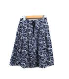 フレア スカート 膝丈 花柄 38 パープル 紫 /KT10