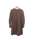 イエナ IENA モックネック ニット ワンピース フレア ひざ下 ウール混 リブ 長袖 茶 ブラウン /NT29