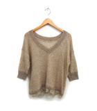 ダイアグラム グレースコンチネンタル Diagram GRACE CONTINENTAL 透かし編み ニット セーター レース Vネック ドロップショルダー 七分袖 36 ベージュ /NT6