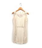 アベニールエトワール Aveniretoile プリーツ ドレス ワンピース Iライン ミニ ビジュー シフォン ノースリーブ 38 ベージュ /NT15