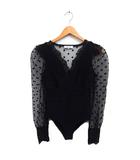 モルガン MORGAN DE TOI ボディスーツ ブラウス チュール ドット レース 透け感 長袖 S 黒 ブラック /NT16