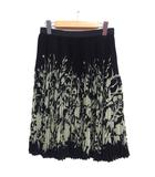 ダブルスタンダードクロージング ダブスタ DOUBLE STANDARD CLOTHING Sovereign プリーツ スカート ひざ丈 シフォン ボタニカル柄 サイドジップ 黒 ブラック /NT28