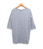 チャンピオン CHAMPION ボーダー Tシャツ ワンピース 7分袖 ひざ丈 スリット コットン 綿 L グレー 灰 /FT49