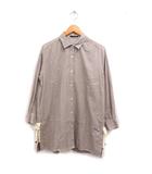 コーデュロイ シャツ チュニック 長袖 サイドリボン 無地 コットン 綿 1 ベージュ /FT16