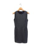 ザラ ベーシック ZARA BASIC ノースリーブ ワンピース ひざ丈 丸首 タック タイト S チャコール /FT10