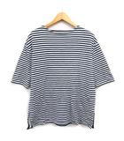 マリンフランセーズ LA MARINE FRANCAISE ボーダー ボートネック カットソー Tシャツ スウェット コットン 綿 五分袖 46 紺 ネイビー /NT17