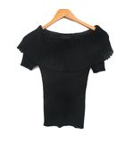 ジルスチュアート JILL STUART リブ ニット セーター 半袖 レース M ブラック 黒 /KT33