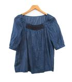 マイケルマイケルコース Michael michael kors シアー ブラウス 五分袖 コットン 装飾品 4 ブルー 青 /KT28
