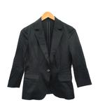 ミッシェルクラン MICHEL KLEIN テーラードジャケット ブレザー 七分袖 コットン シンプル 40 ブラック 黒 /KT42