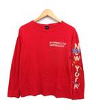アヴィレックス AVIREX ボートネック カットソー Tシャツ 刺繍 ロゴ コットン 綿 長袖 L 赤 レッド /NT14