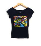 YKO ET LEK プリント Tシャツ カットソー ボートネック 半袖 コットン 綿 1 ブラック 黒 /FT29