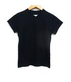 Vネック Tシャツ カットソー 半袖 無地 コットン 綿 1 ブラック 黒 /FT42