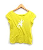 ロゴプリント カットソー Tシャツ ボートネック コットン 綿 半袖 T2 黄 イエロー /NT29
