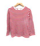 ボーダー柄 Tシャツ カットソー 丸首 丸首 コットン 綿 1 レッド 赤 ホワイト 白 /FT38