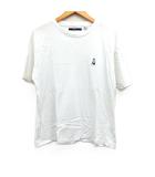 ワンポイント刺繍 Tシャツ カットソー クルーネック 半袖 コットン 綿 38 ホワイト 白 /FT45
