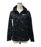 ナイキ NIKE パーカー ジャージ ジップアップ スタンドカラー スポーツウェア バスケ プリント ロゴ 総柄 裏起毛 長袖 L 黒 グレー ブラック