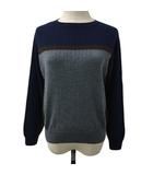 ヒューマンウーマン HUMAN WOMAN セーター ニット プルオーバー クルーネック ウール 長袖 M 紺 グレー ネイビー