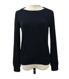 ヒューマンウーマン HUMAN WOMAN セーター ニット プルオーバー ラウンドネック 無地 長袖 M 紺 ネイビー