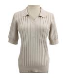 ロペピクニック ROPE Picnic ポロシャツ ニット スキッパーカラー リブ 無地 五分袖 38 ベージュ