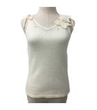 エフデ ef-de セーター ニット プルオーバー ウール アンゴラ混 リボン ビーズ ビジュ― ノースリーブ 9 白 ホワイト