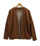 カーディガン ニット ノーカラー 前開き 長袖 M 茶 オレンジ ブラウン