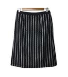 スカート タイト ひざ丈 レース 総柄 3 黒 白 ブラック ホワイト