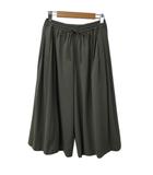 オリーブデオリーブ OLIVE des OLIVE パンツ ワイド クロップド ガウチョ ウエストゴム イージー プリーツ 無地 F 緑 グリーン