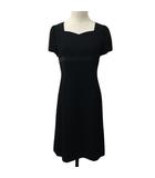 エフデ ef-de ワンピース フレア ひざ丈 セレモニー 切替 シフォン 無地 半袖 9 黒 ブラック