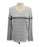 カットソー Tシャツ ラウンドネック プルオーバー ボーダー 長袖 38 白 グレー ホワイト