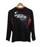 Tシャツ カットソー クルーネック ラグランスリーブ スポーツウェア ロゴ プリント メッシュ 長袖 M 黒 赤 ブラック レッド