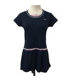 プリンス Prince テニスウェア ワンピース フレア ミニ ロゴ 総柄 半袖 M 紺 赤 ネイビー レッド