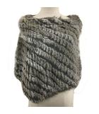 シンプリシテェ Simplicite ケープ ニット リアルファー グレー ベージュ