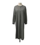 プラステ PLST ワンピース フレア ロング チェック 長袖 M 黒 白 ブラック ホワイト