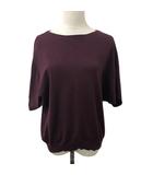 ルーニィ LOUNIE カットソー ニット プルオーバー ボートネック 無地 五分袖 F 紫 エンジ パープル