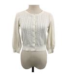リズリサ LIZ LISA カーディガン ニット ラウンドネック 透かし編み 七分袖 0 白 ホワイト
